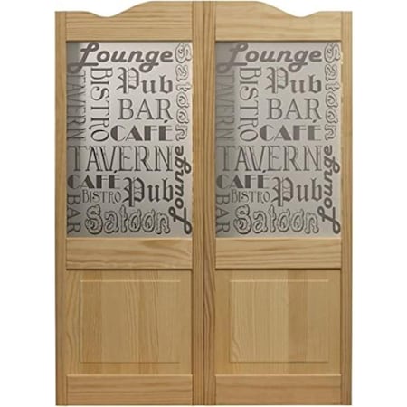 American Wood 30 x 42 in. Full Glass Tavern Louvered Cafe Door, Unfinished Pine 183042